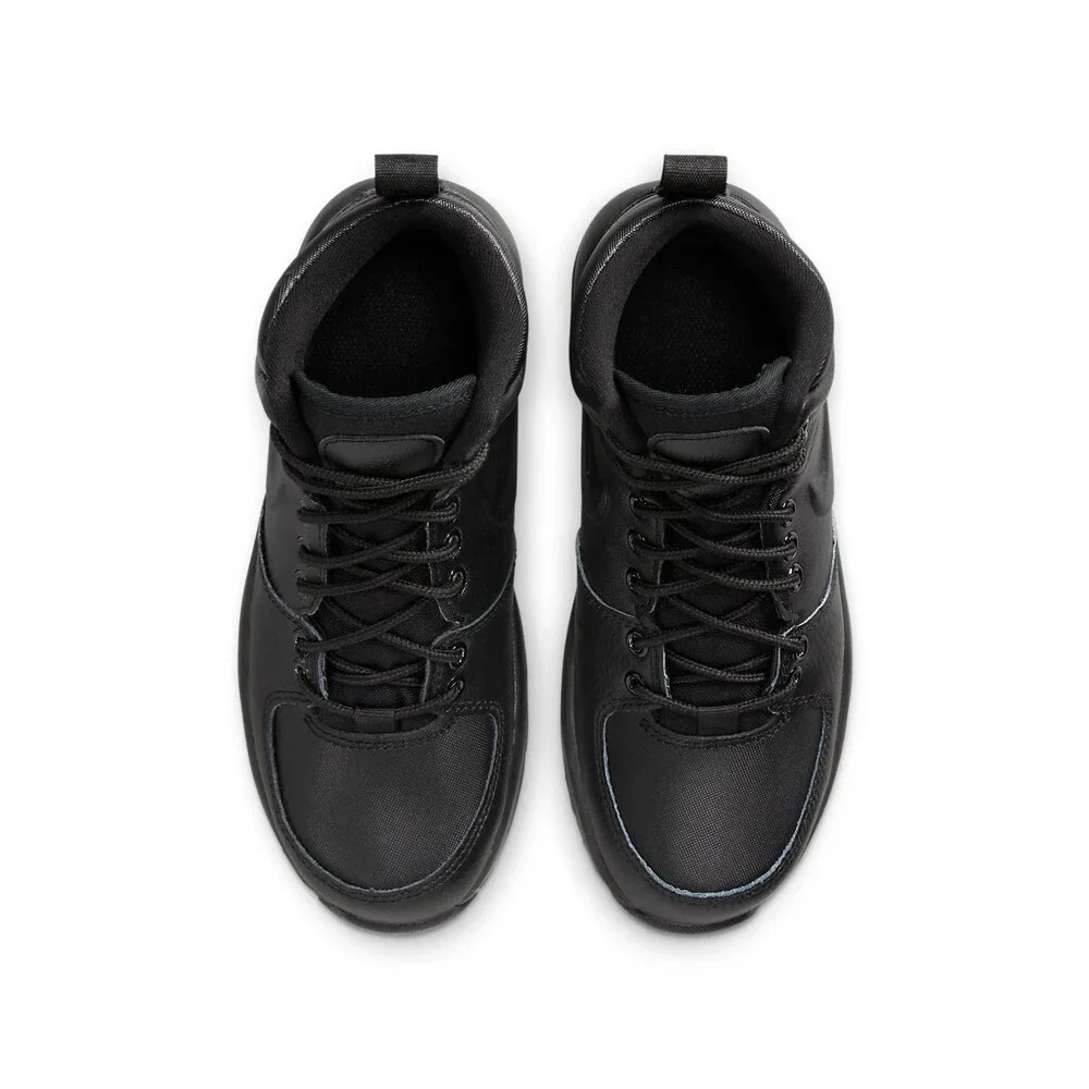 Nike Manoa Leather BQ5372-001 Boots Kids US 4 Triple Black Rugged Lace Up NR5739 - Picture 4 of 12